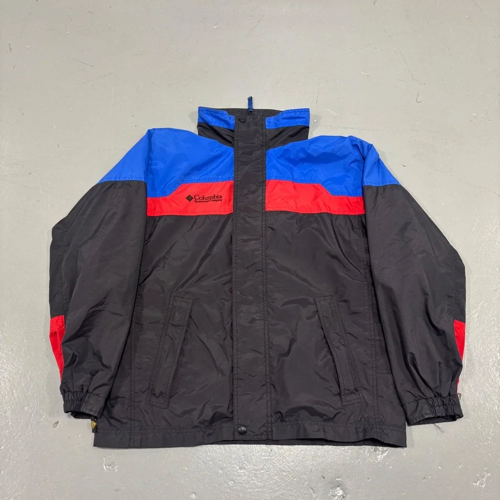 Columbia Bugaboo Colorblock Jacket Blue Red Black Vintage Shell Size Youth 18/20